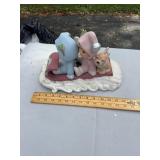 Hand Painted Ceramic Children on Toboggan Sled Fig