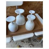 Assorted White Milk Glass Goblets and Stemware