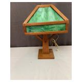 Arts and Crafts Style Mission Oak Table Lamp Green