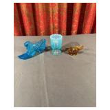 Fenton Opalescent Footed Toothpick and Pressed Gla