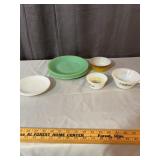 Fire-King Jadeite Plates and Milk Glass Bowls Coll