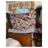 Handmade Patchwork Square Block Hand Tied Quilt Bl