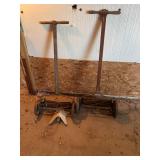 Antique Manual Push Reel Lawn Mowers with Wooden H
