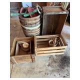 Antique Wooden Advertising Shipping Crates and Bus