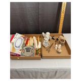 Assorted Decorative Figurines Taper Candles and Ir