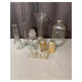 Clear Glass Bottles Vases Covered Urn Spice Jars a