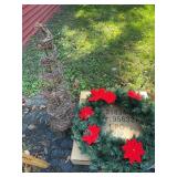 Artificial Poinsettia Christmas Wreath and Lighted