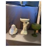 Figural Ceramic Compote Cherub Pedestal Madonna Bu