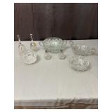Clear Cut and Pressed Glass Tableware Bells and Sh