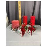 Holiday Candle Decor Lot Brass Holders Flocked Rei
