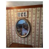 Gilt Oval Wall Mirror with Burwood Country Scene R