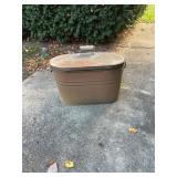 Antique Copper Wash Boiler Tub with Metal Lid and