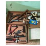 Assorted Hand Garden Tools Hatchet Sickle and Time