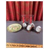 Lefton Hand Painted Porcelain Plates Hurricane Can