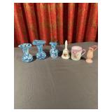 Spatter Glass Miniatures Bell Cup and Ceramic Bud