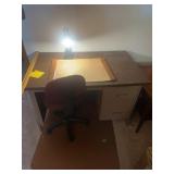 Metal Base Single Pedestal Office Desk with Swivel