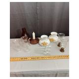 Assorted Glass Oil Lamp Chimneys Shades and Hurric