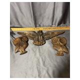 Cast Composite Eagle and Owl Wall Plaques Trio