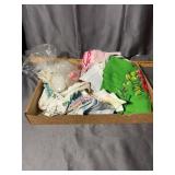 Assorted Printed Handkerchiefs and Linens with Fra
