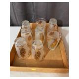 Mid Century Frosted Glass Tumblers With Gilded Aut