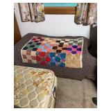 Handcrafted Patchwork Tied Quilt Blanket with Plai