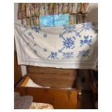 Blue and White Hand Pieced Bear Paw Pattern Quilt