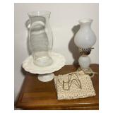 Fenton Hobnail Milk Glass Electric Lamp and Pedest
