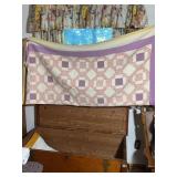 Hand-Stitched Patchwork Quilt with Lavender Geomet