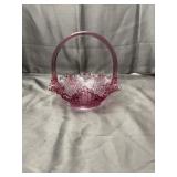 Fenton Dusty Rose Cabbage Rose Art Glass Basket