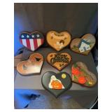 Hand-Painted Folk Art Wooden Heart Plaques Assortm