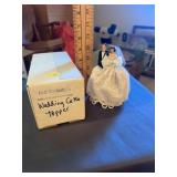 Bride and Groom Wedding Cake Topper with Lace Dres