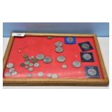 Wood Display Case w/ ASSORT. COINS