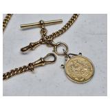 GOLD CHAIN FOB W/ EDWARDS VS VII D G BRITT