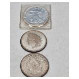 3-SILVER ROUNDS-MORGAN, INDIAN HEAD, WALKING