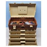 TACKLE BOX W/ MISC POCKET KNIVES AS IS