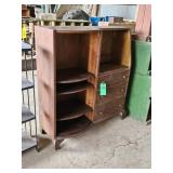 SLANT FRONT SECRETARY DESK -MISSING GLASS DOOR