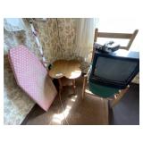 IRONING BOARD, WOODEN SIDE TABLE, TV, WOODEN CHAIR