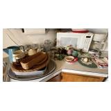 GE MICROWAVE COFFE POT, TRINKETS, CROCK POTS