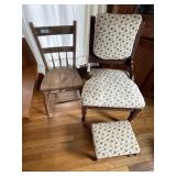 2 CHAIRS AND FOOT STOOL