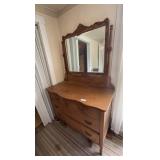 OAK DRESSER & MIRROR