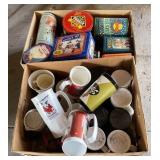 ADVERTISING TINS & PLASTIC BEER CUP