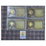 4-GOLD EAGLE REPLICAS & 20. DOLLAR GOLD COIN