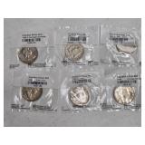6-SILVER FRANKLIN HALVES, 1951-S, 1949, 1952-D,