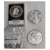 3-AMERICAN EAGLE SILVER DOLLAR ROUNDS & 1794