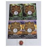 4-NATIONAL PARK QUARTER SET BOOKS, 1 DOLLAR COIN