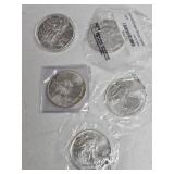 5-AMERICAN EAGLE SILVER ROUNDS