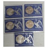 5-AMERICAN EAGLE SILVER ROUNDS