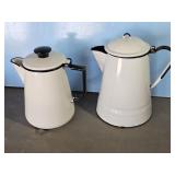 2-GRANITE WARE COFFEE POTS-LOWER TWIN MEETING