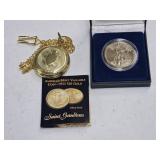 NEW GOLD PLATED POCKET WATCH & COPY OF
