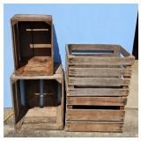 4-WOODEN APPLE/POTATO CRATES